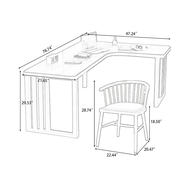 Hokku Designs Khalial 2 Piece Solid Wood LShaped Desk And Chair Set